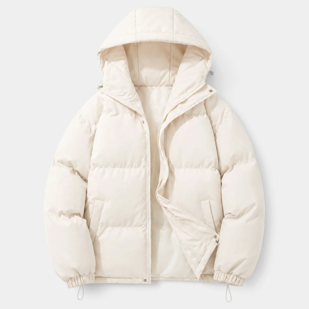 Chaqueta Hombre Acolchada Oversize con Capucha y Bajo Ajustable