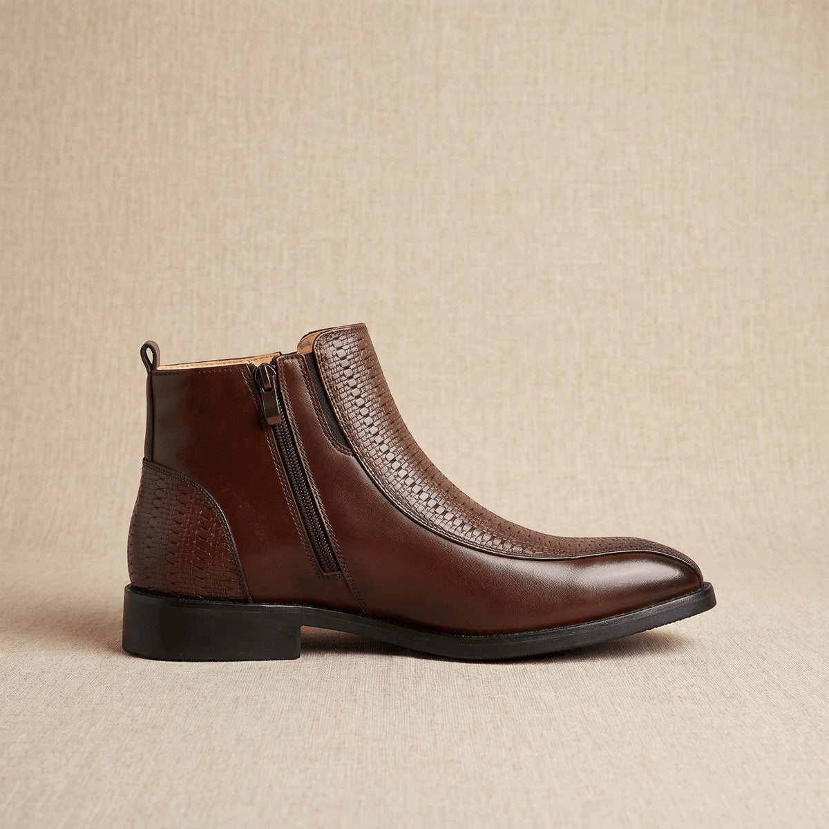 Botines Hombre Piel Cremallera Lateral
