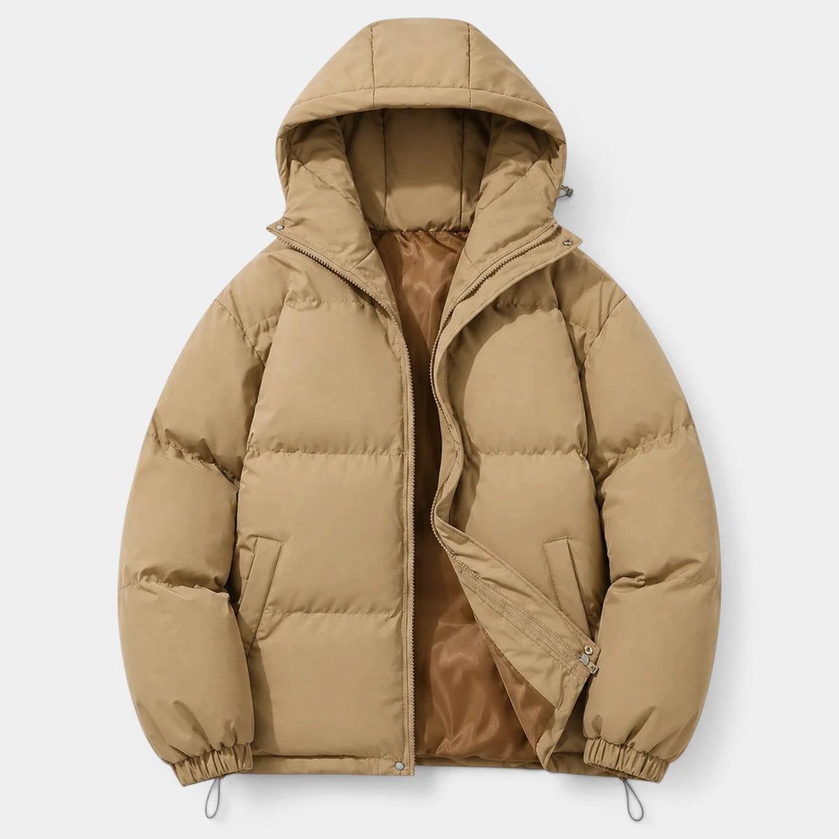 Chaqueta Hombre Acolchada Oversize con Capucha y Bajo Ajustable