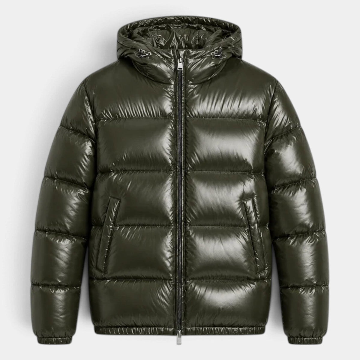 Chaqueta Hombre Acolchada con Capucha Acabado Brillante