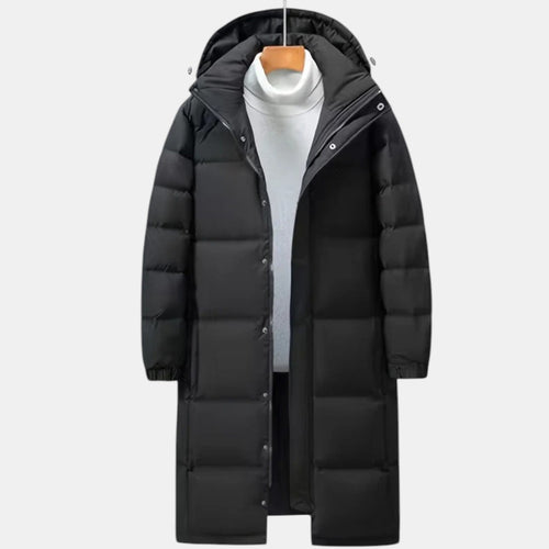 Abrigo Acolchado Largo para Hombre con Capucha - Impermeable al Viento y Cálido
