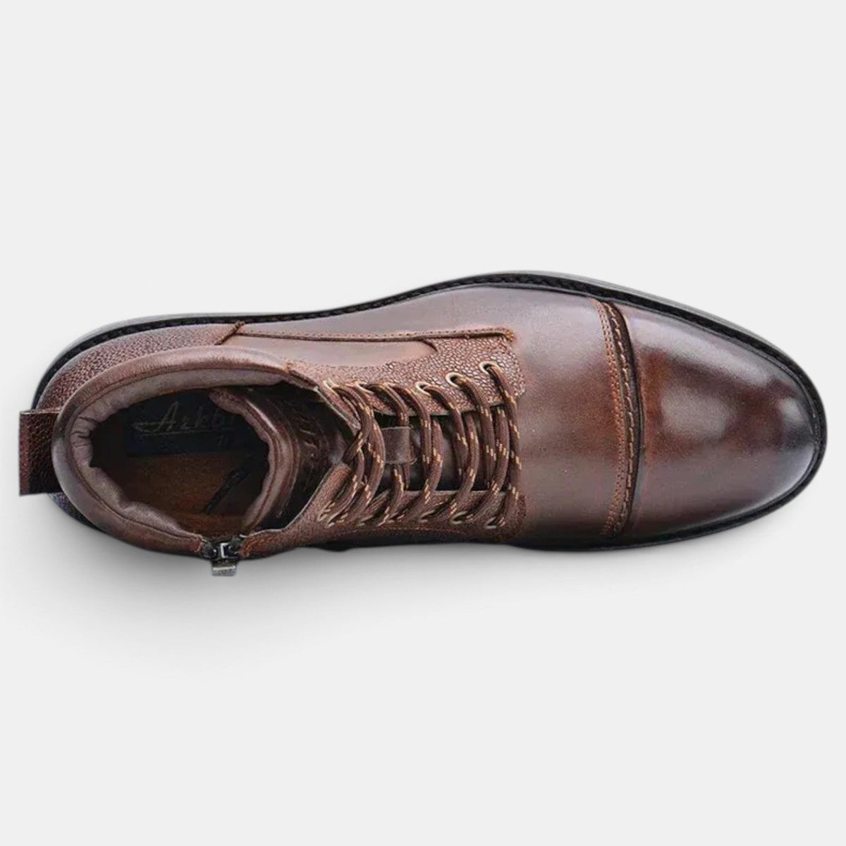 Botines de Piel para Hombre con Cordones y Cremallera Lateral
