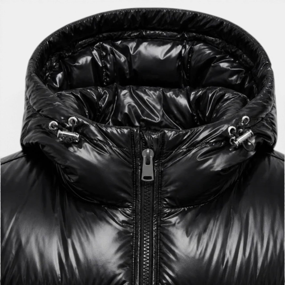 Chaqueta Hombre Acolchada con Capucha Acabado Brillante