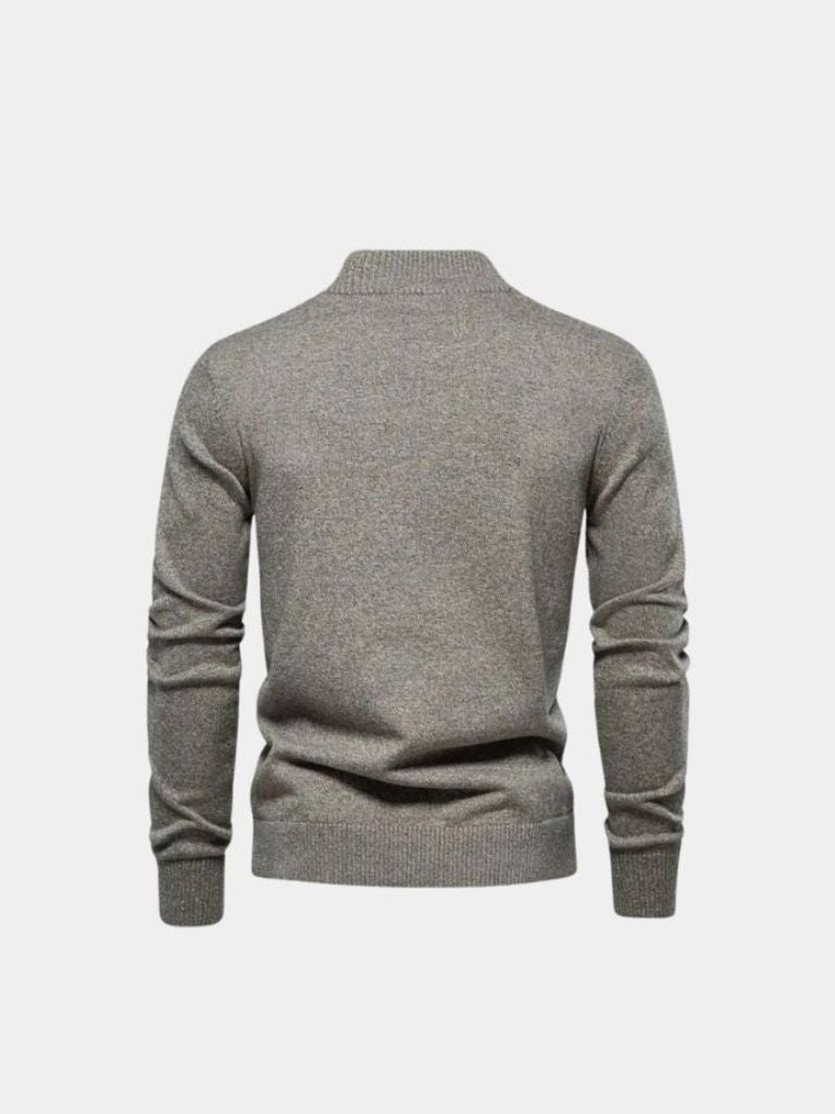 Cárdigan de Algodón con Cuello Alto Tejido - Cross & Crown