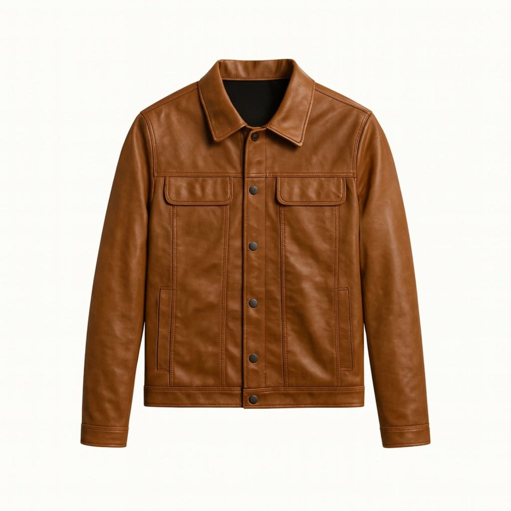 Chaqueta Hombre de Piel Nappa de Cordero Corte Ajustado