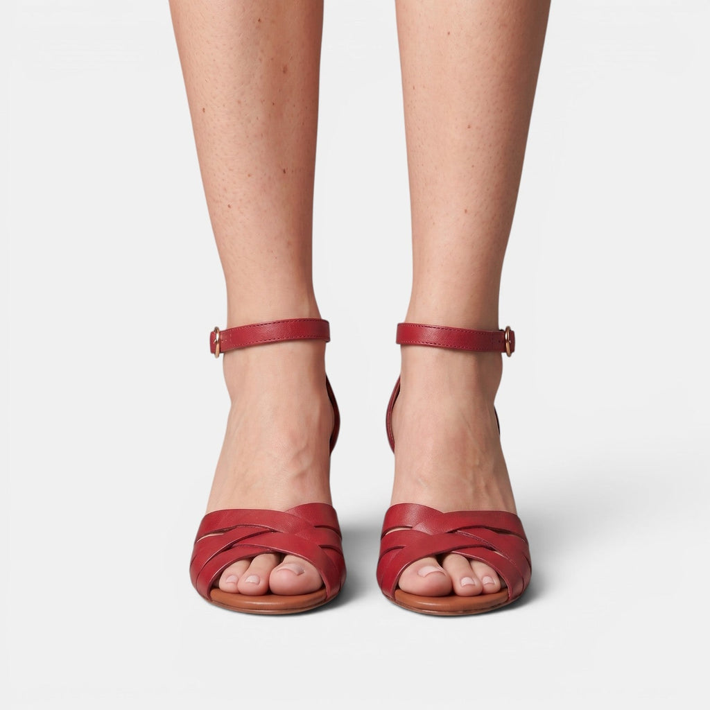 Sandalias Mujer Tacón Grueso Piel
