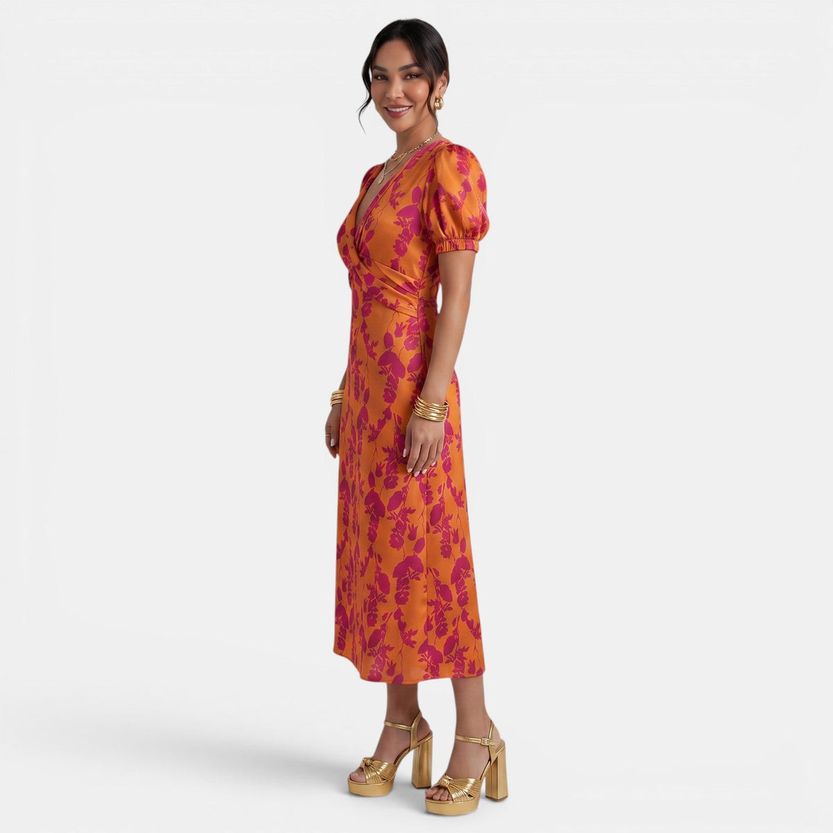 Vestido Largo Verano Mujer Floral Cuello V