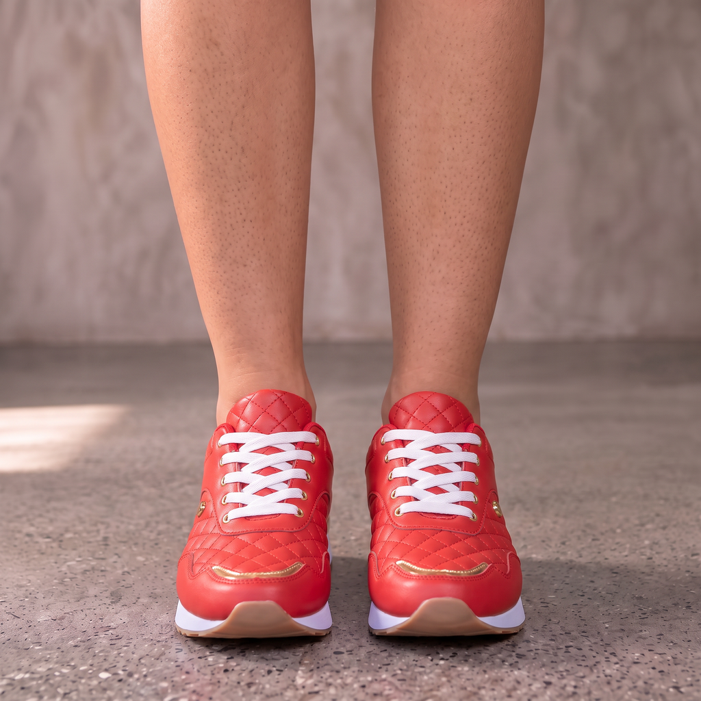 Zapatillas Mujer Cuadros con Cordones