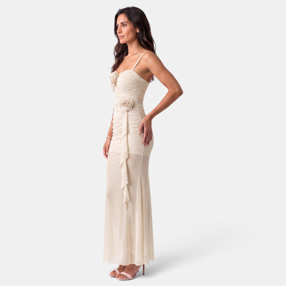 Vestido Largo Mujer Tirantes con Malla