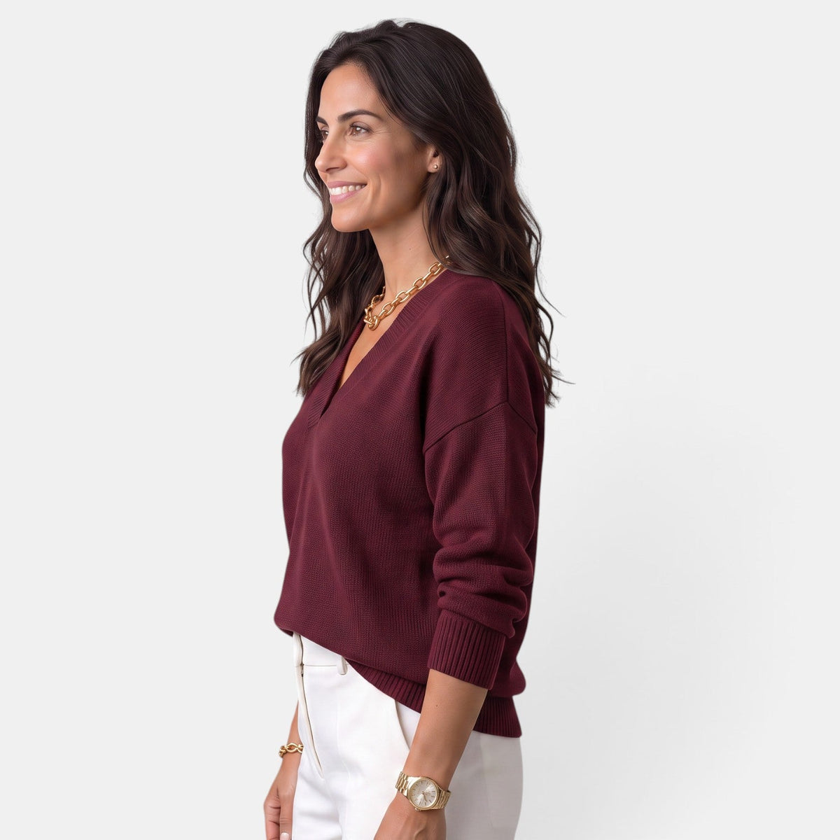 Suéter Mujer Escote V Elegante