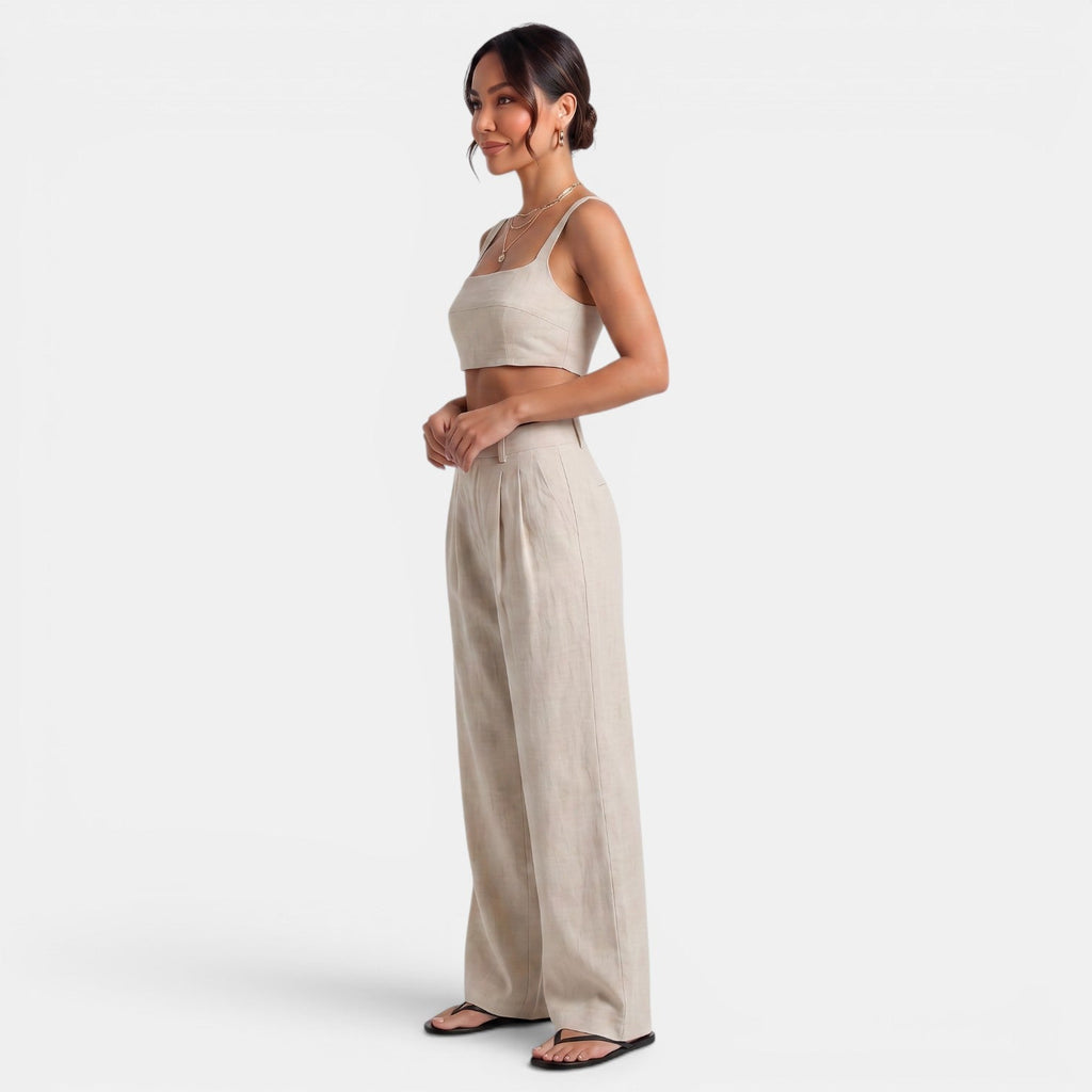 Conjunto Mujer Caqui Lino