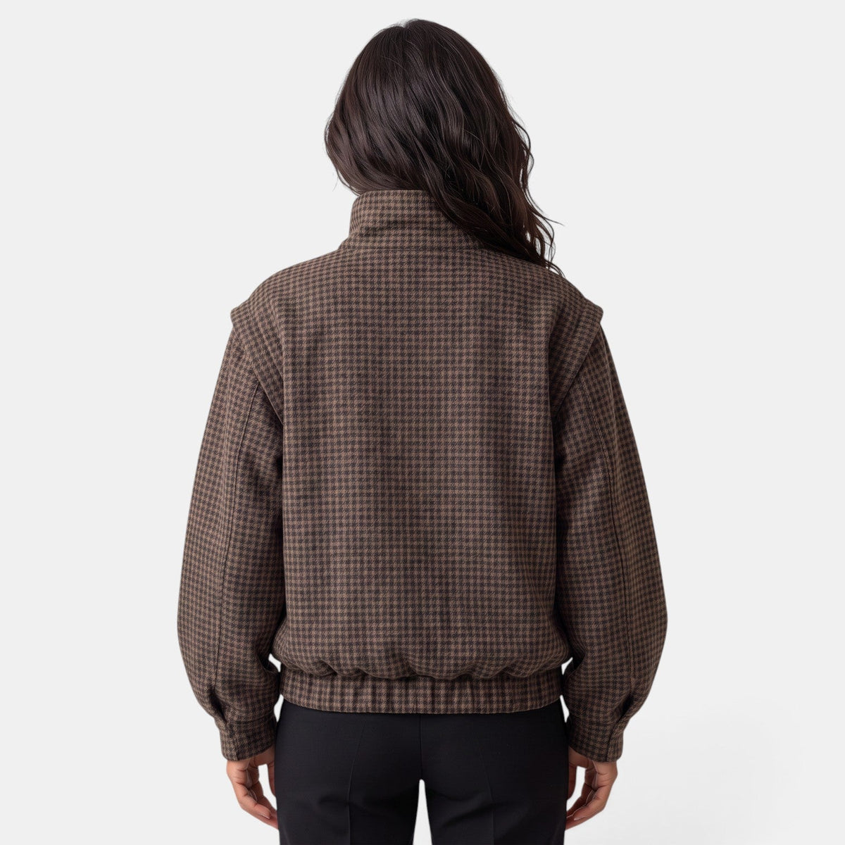 Chaqueta Aviador Mujer Marrón de Cuadros