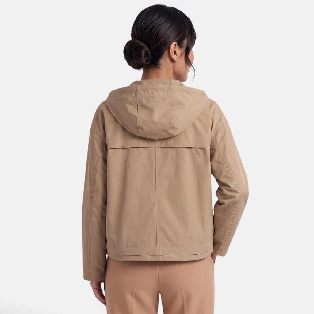Gabardina Corta Mujer con Capucha Chaqueta Entretiempo