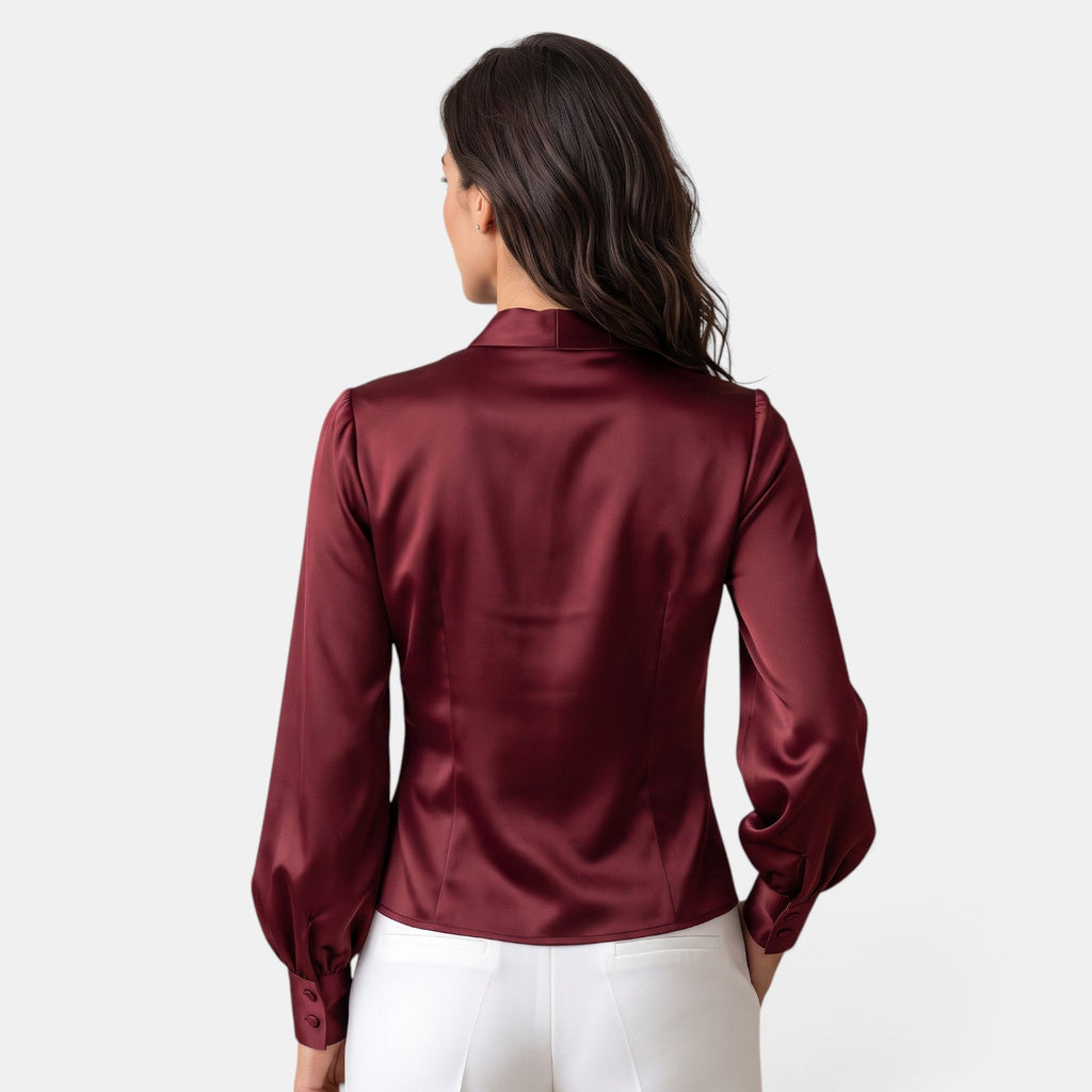 Blusa Mujer Satinada Manga Larga