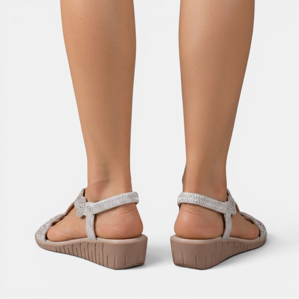 Sandalias Cuña Boho Pedrería