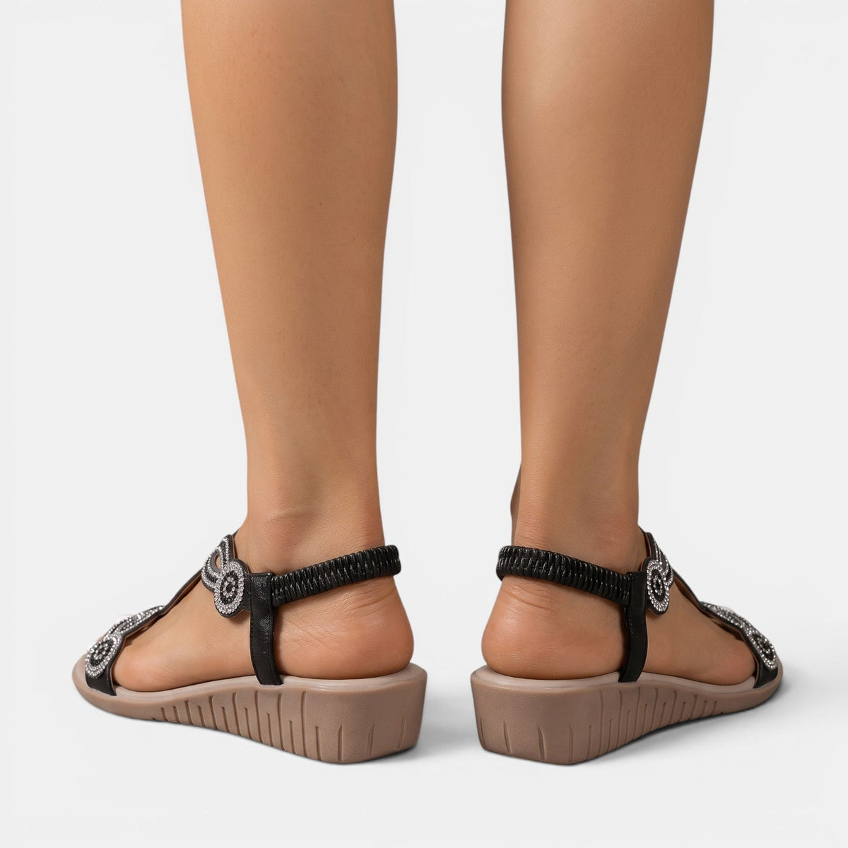 Sandalias Cuña Boho Pedrería