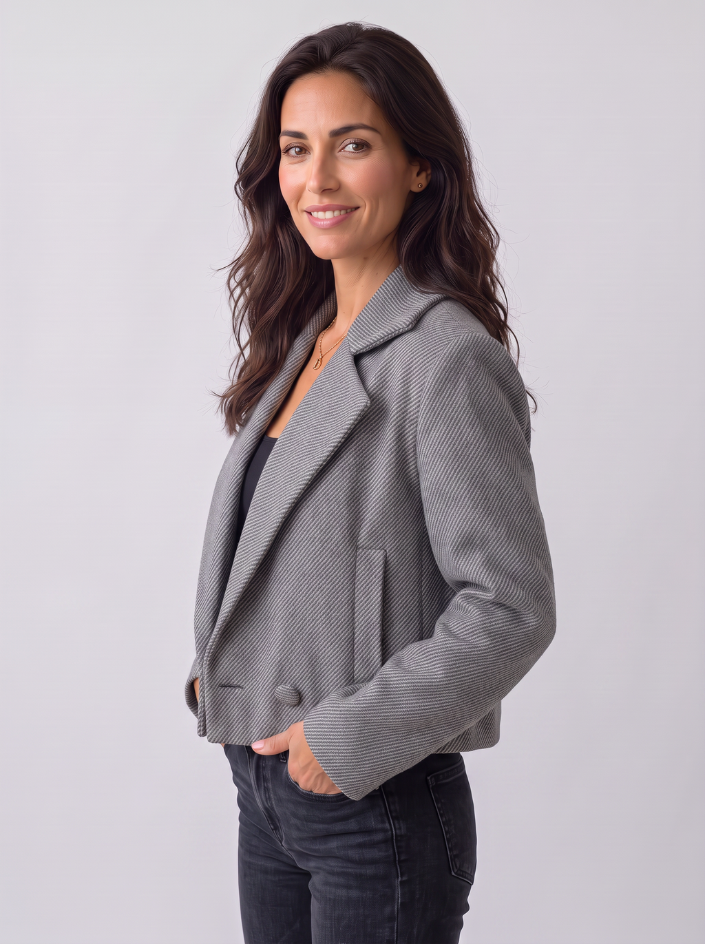Chaqueta Mujer de Lana con Cuello Sastre y Estilo Elegante