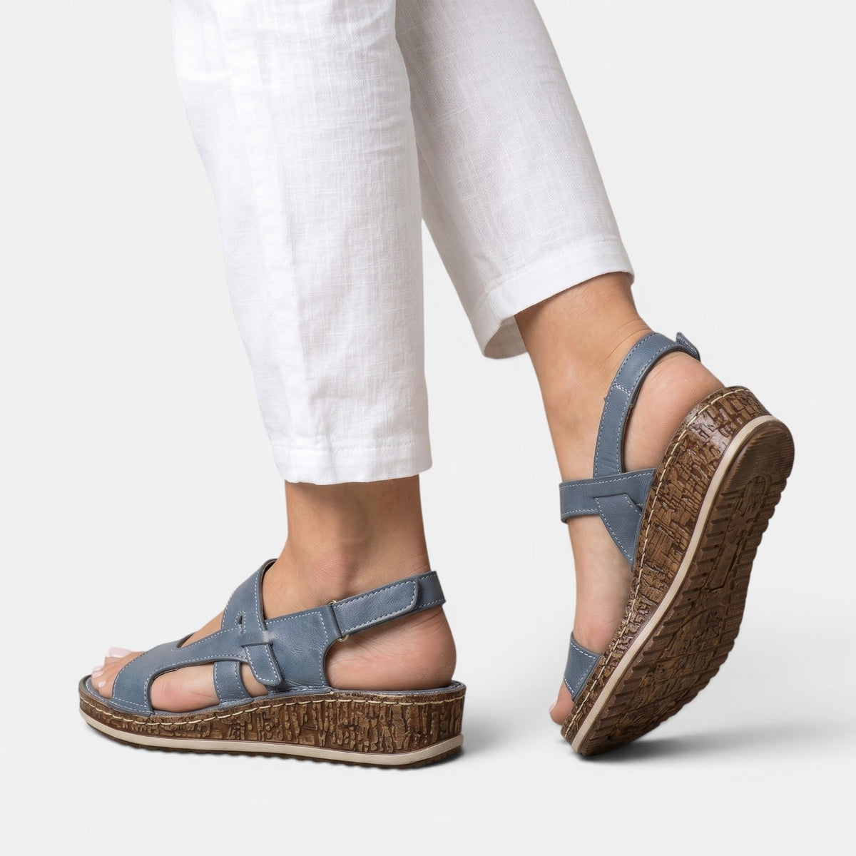 Sandalias Ortopédicas Mujer Cuña Piel