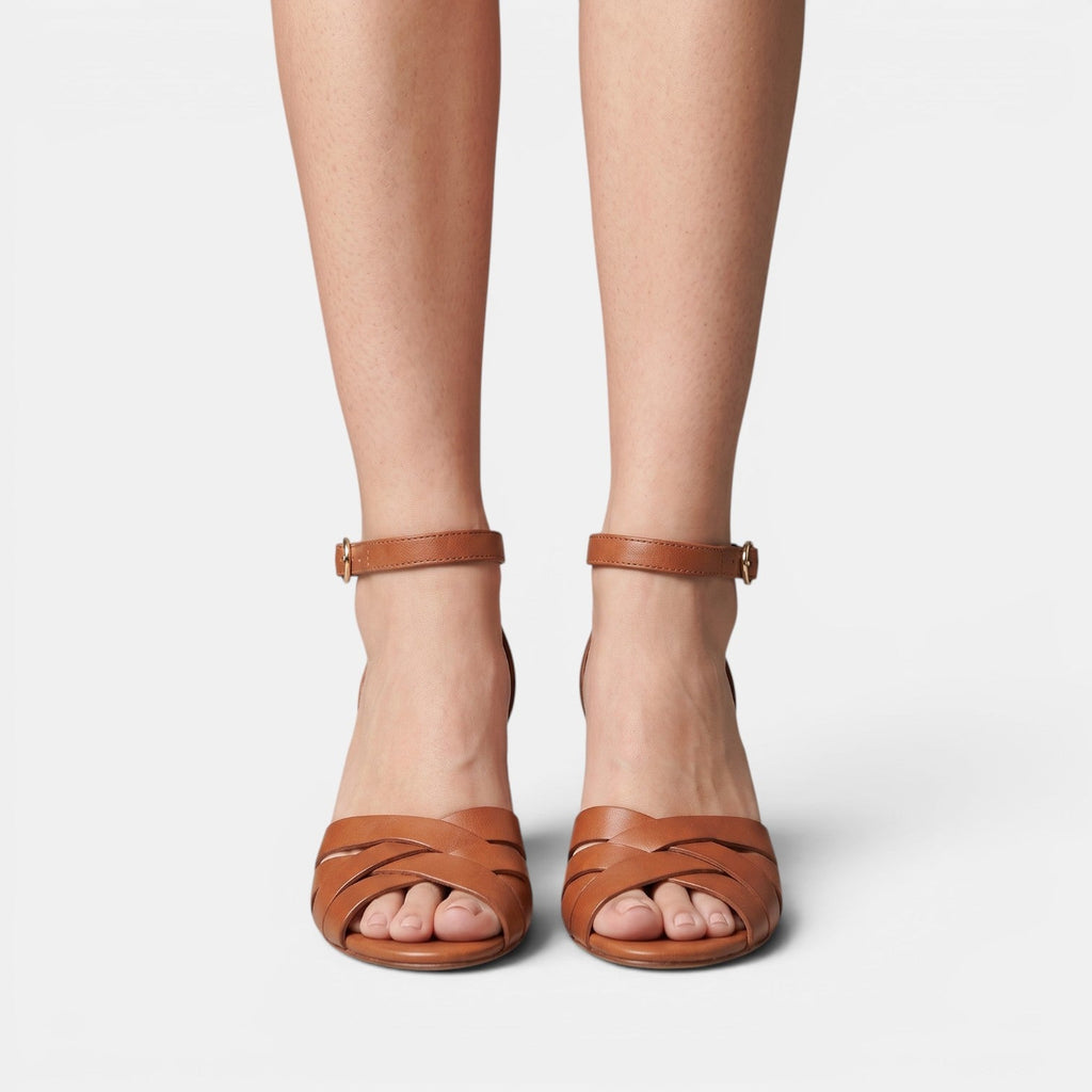 Sandalias Mujer Tacón Grueso Piel