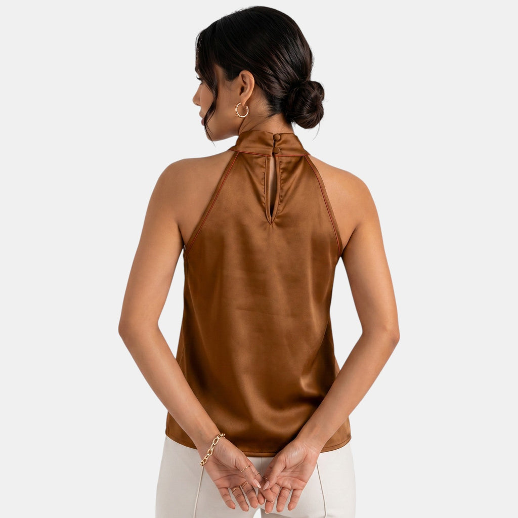 Top Satén Mujer Halter