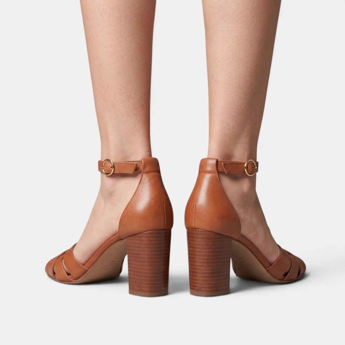 Sandalias Mujer Tacón Grueso Piel