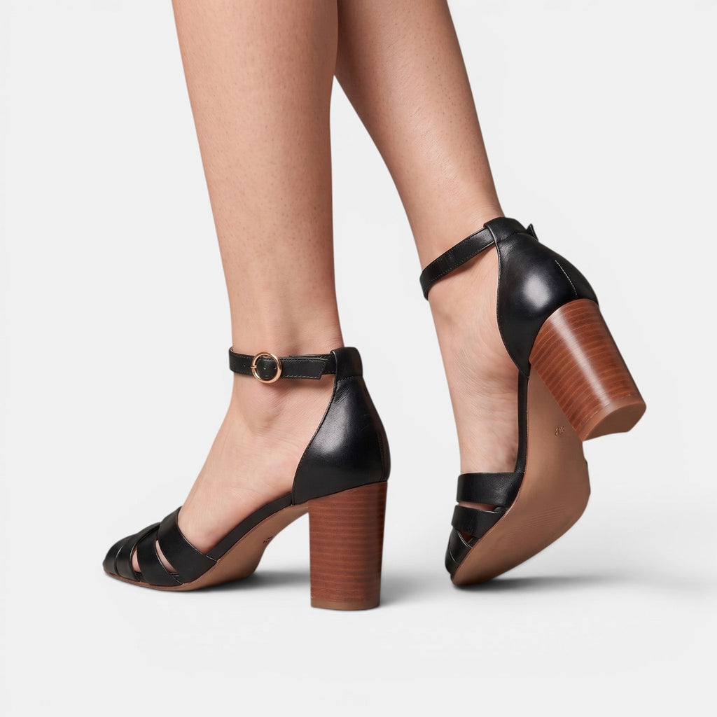Sandalias Mujer Tacón Grueso Piel