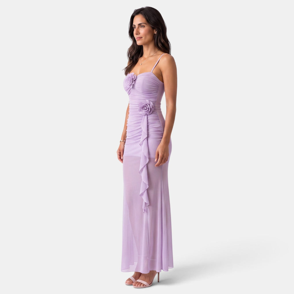 Vestido Largo Mujer Tirantes con Malla