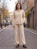 Conjunto Mujer de Punto 2 Piezas con Jersey y Pantalón Ancho