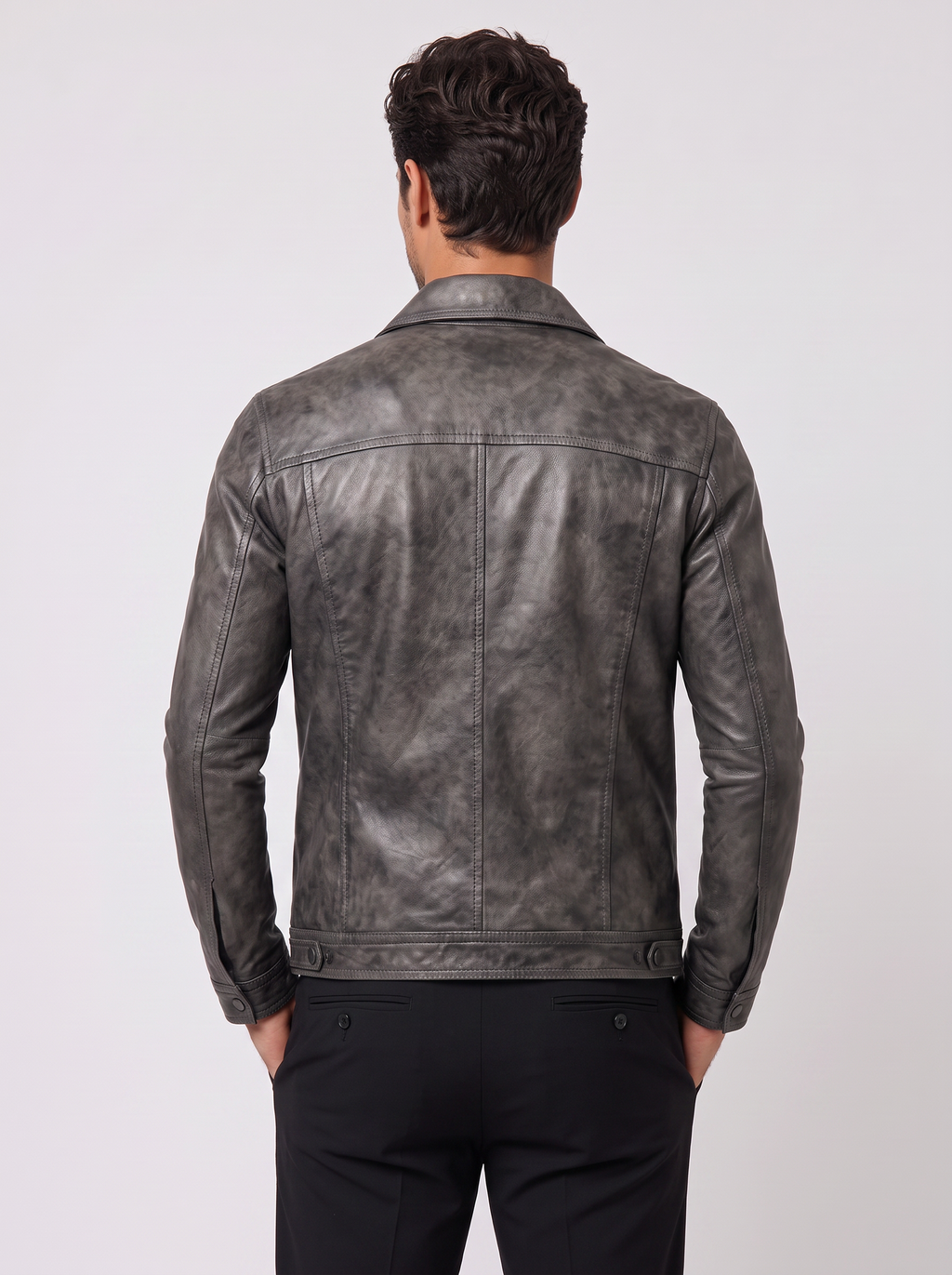 Chaqueta Hombre de Piel Nappa de Cordero Corte Ajustado
