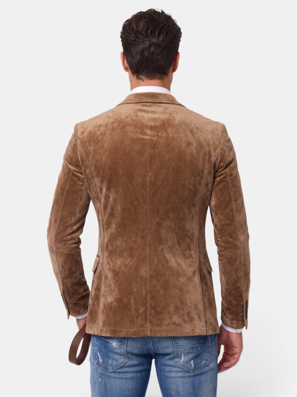 Americana Cruzada Beige para Hombre con Corte Entallado