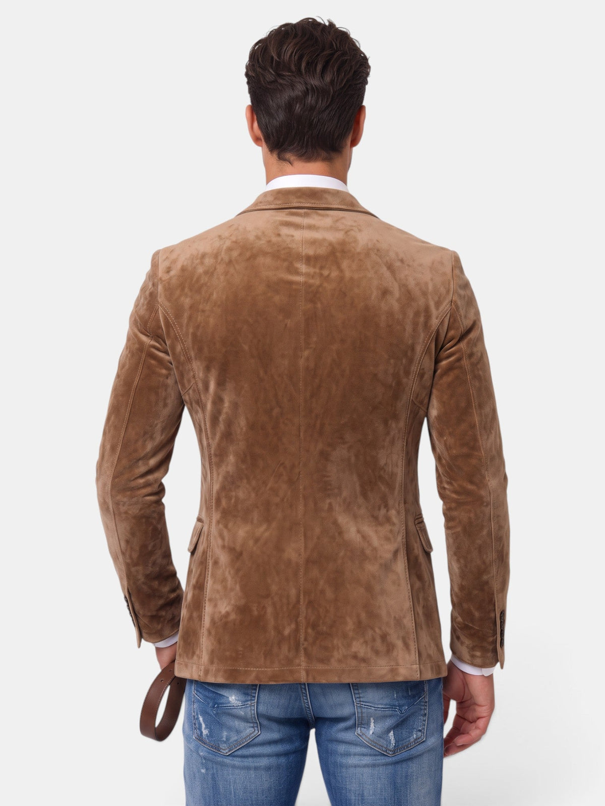 Americana Cruzada Beige para Hombre con Corte Entallado