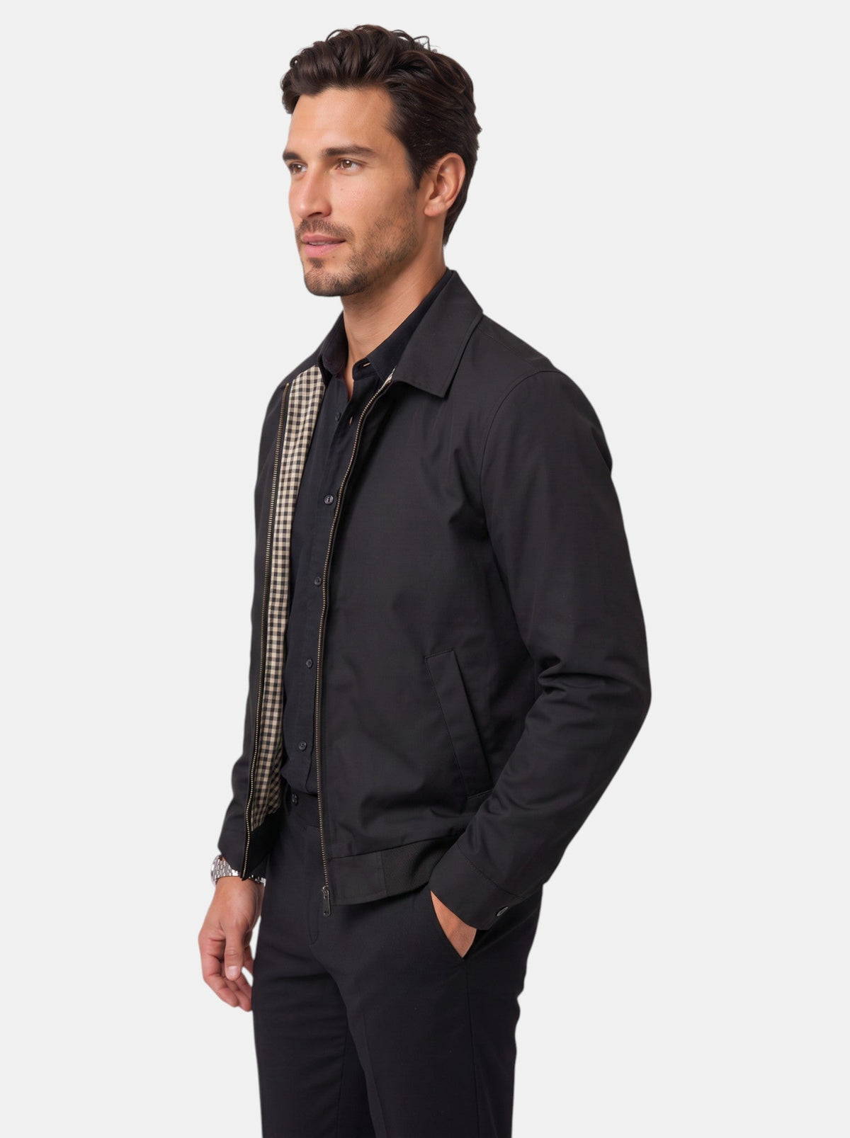Chaqueta Hombre Ligera con Cremallera y Cuello Clásico