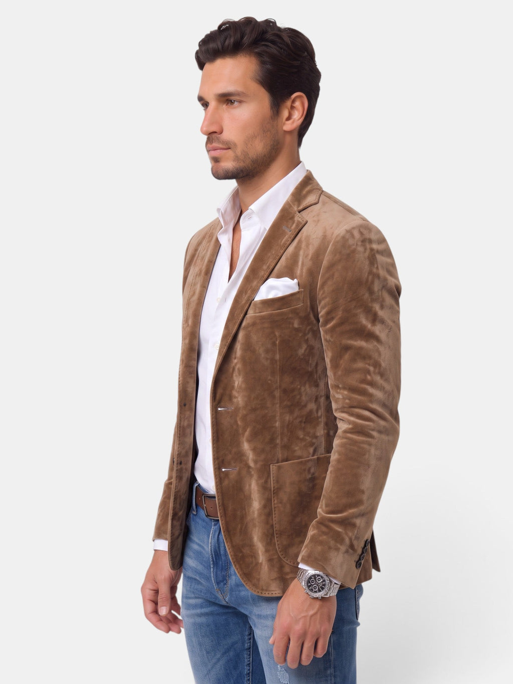 Americana Cruzada Beige para Hombre con Corte Entallado