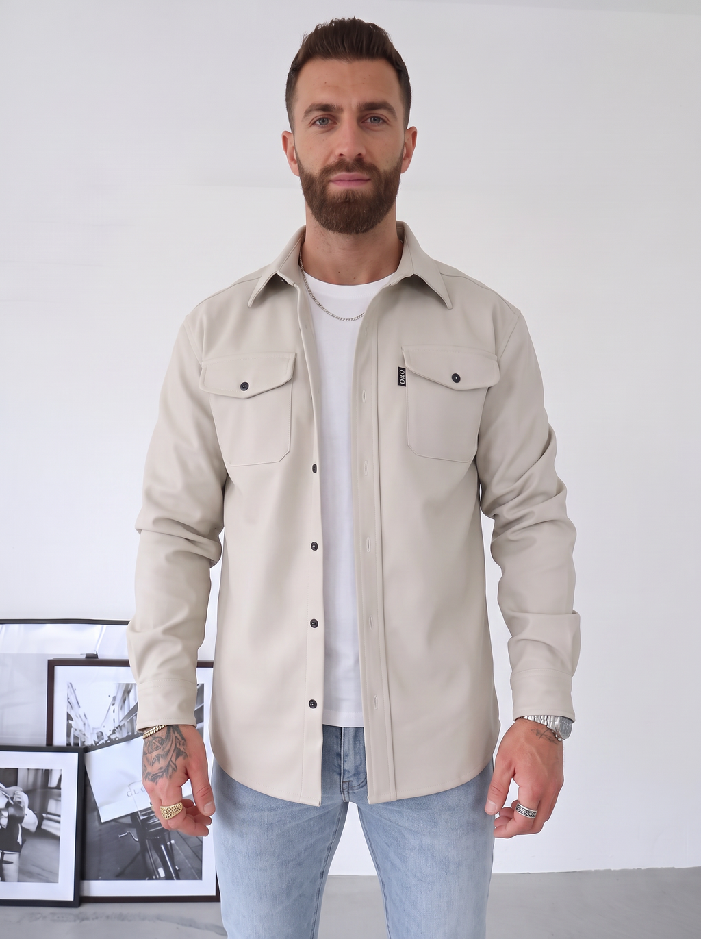 Overshirt de Hombre con Textura Mate y Bolsillos de Solapa