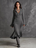 Vestido Midi Mujer Punto Canalé
