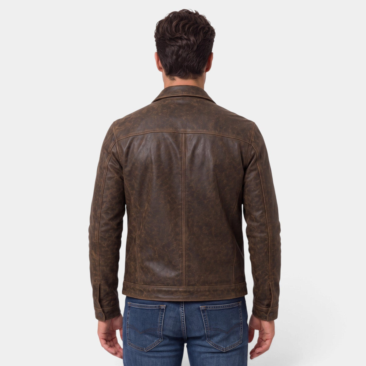 Chaqueta Hombre Moto Efecto Piel Entallada