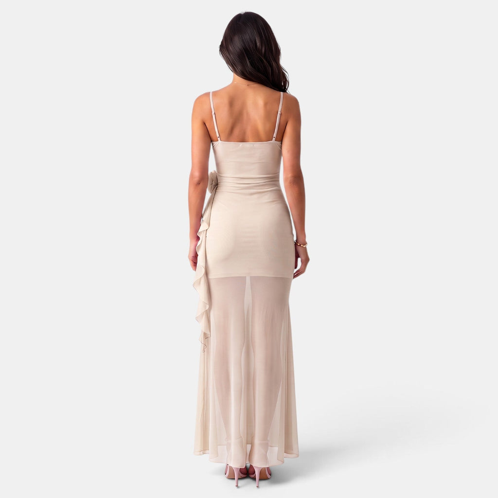 Vestido Largo Mujer Tirantes con Malla