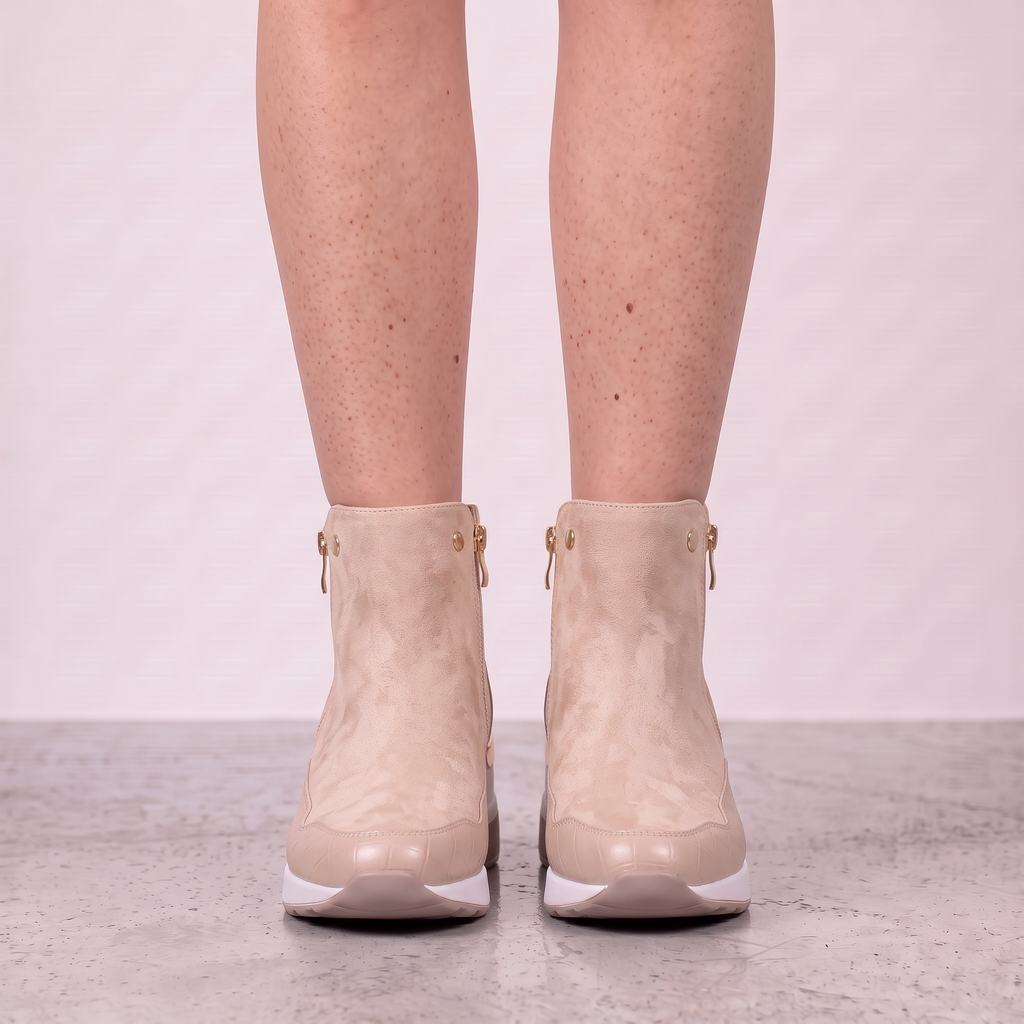 Botas Ortopédicas Mujer de Ante con Cuña y Cremallera