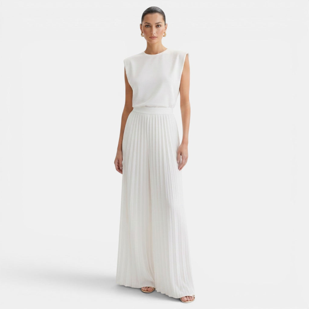 Conjunto Mujer sin Mangas con Pantalón Wide Leg
