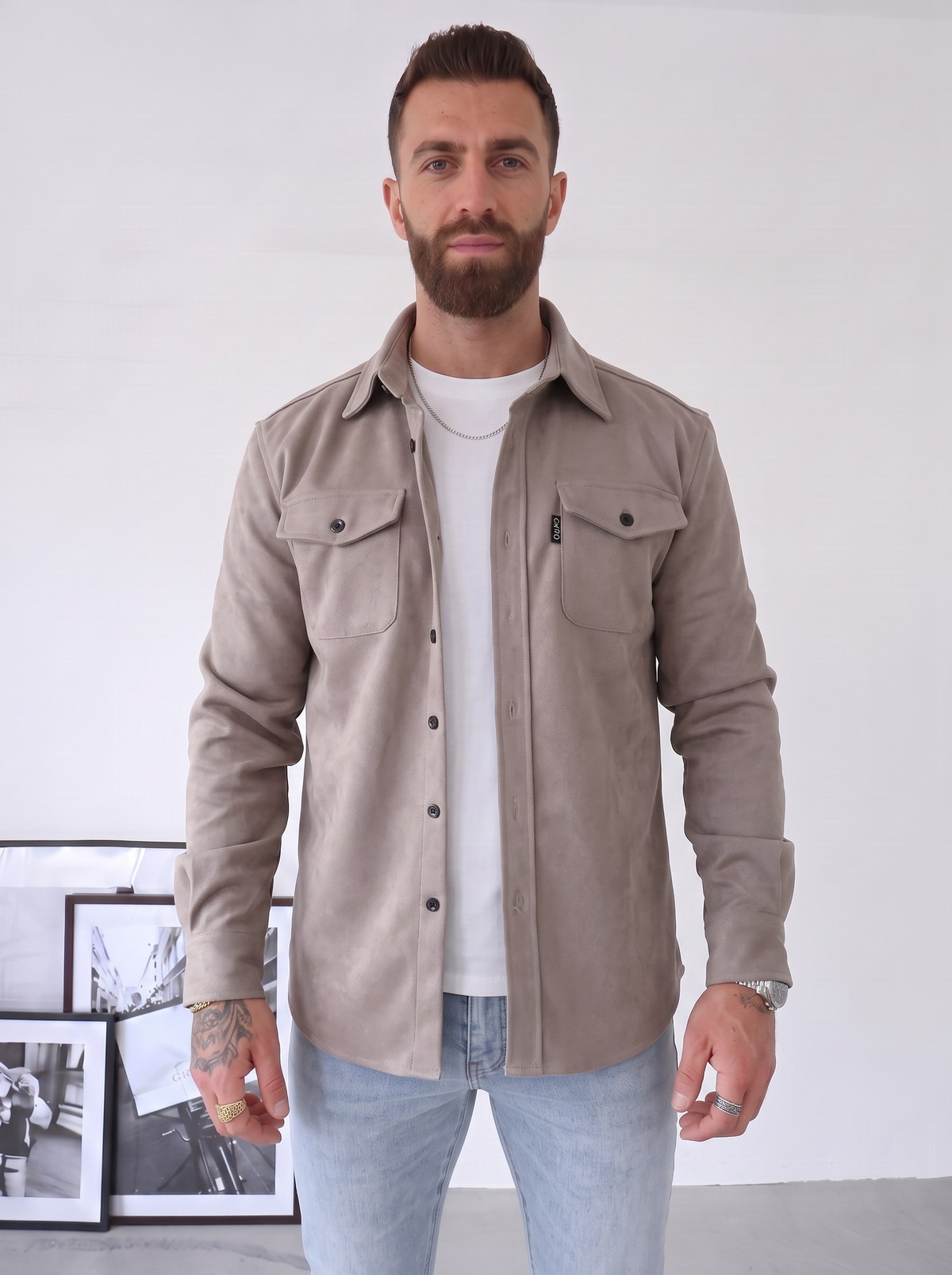 Overshirt de Hombre con Textura Mate y Bolsillos de Solapa