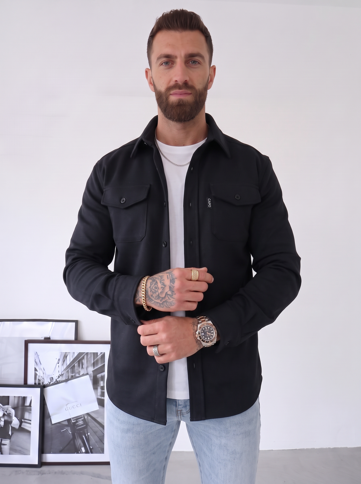 Overshirt de Hombre con Textura Mate y Bolsillos de Solapa
