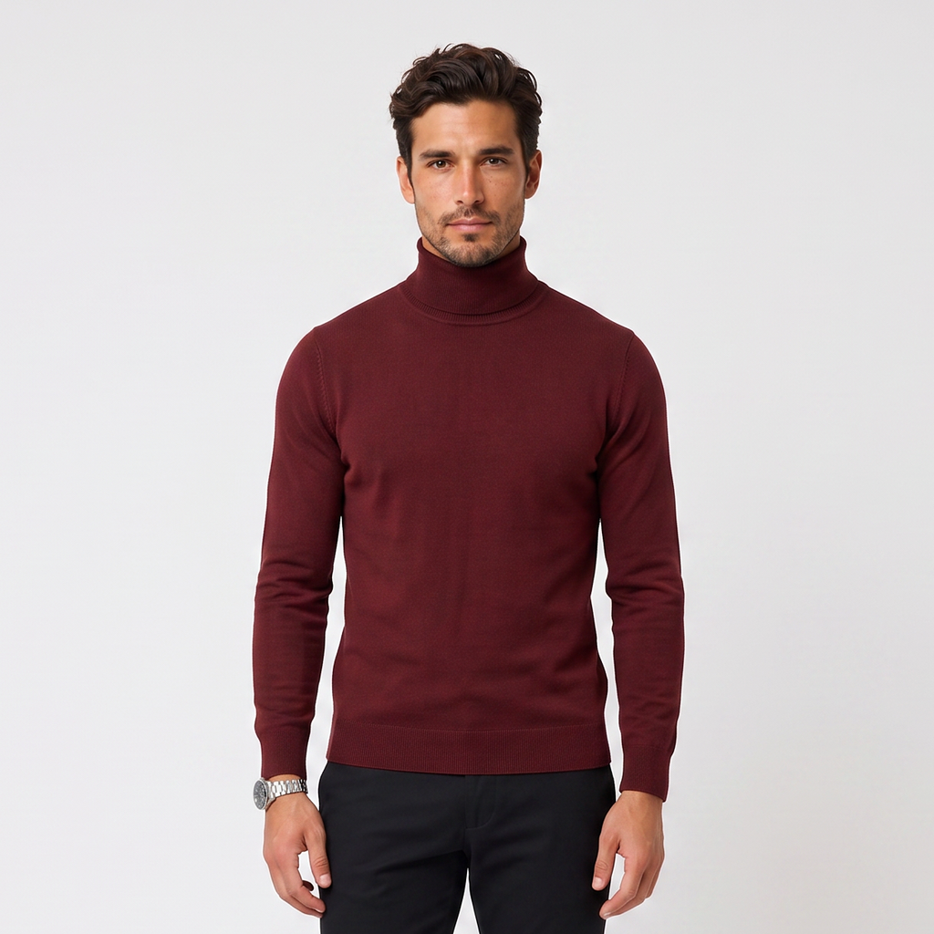 Suéter de Cuello Alto para Hombre de Algodón Premium