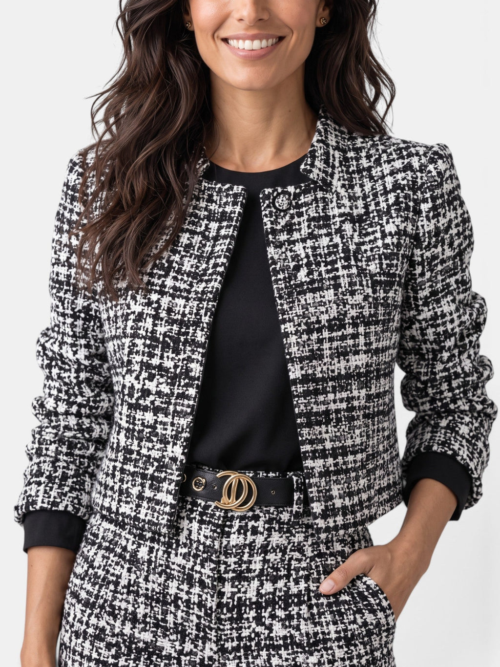 Conjunto Mujer Cuadros Pantalón Ancho