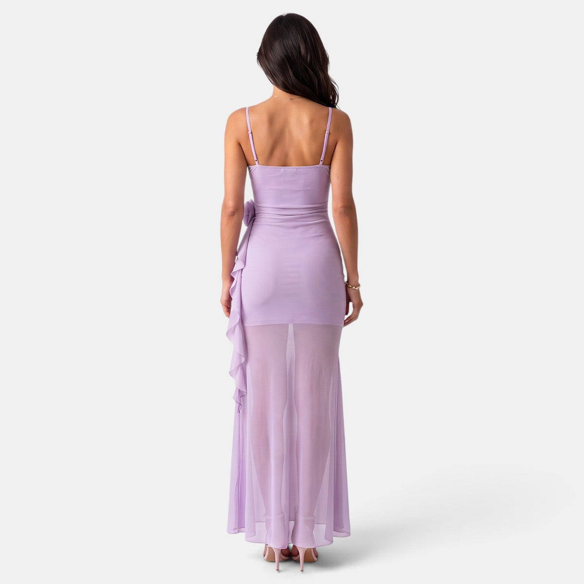 Vestido Largo Mujer Tirantes con Malla