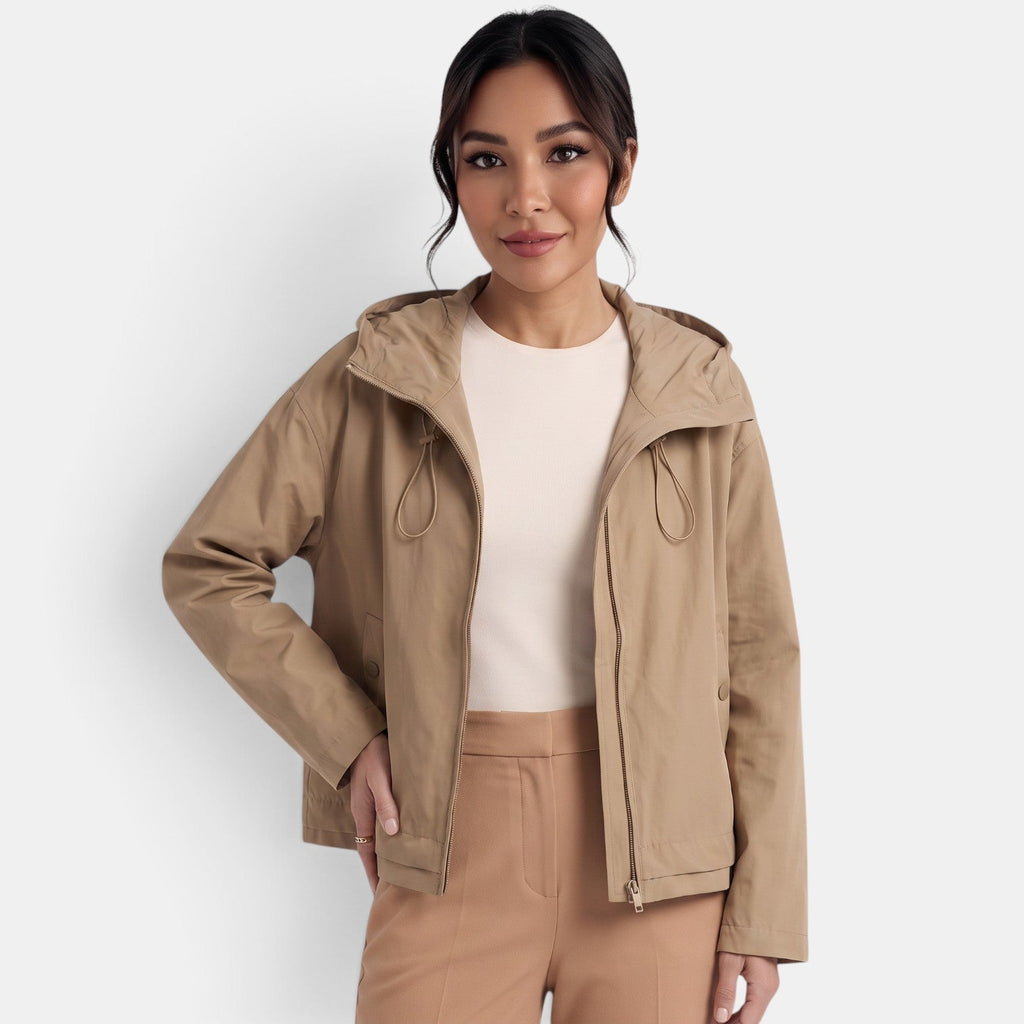 Gabardina Corta Mujer con Capucha Chaqueta Entretiempo