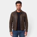 Chaqueta Hombre Moto Efecto Piel Entallada
