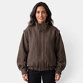 Chaqueta Aviador Mujer Marrón de Cuadros