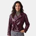 Chaqueta de Cuero Mujer Burdeos