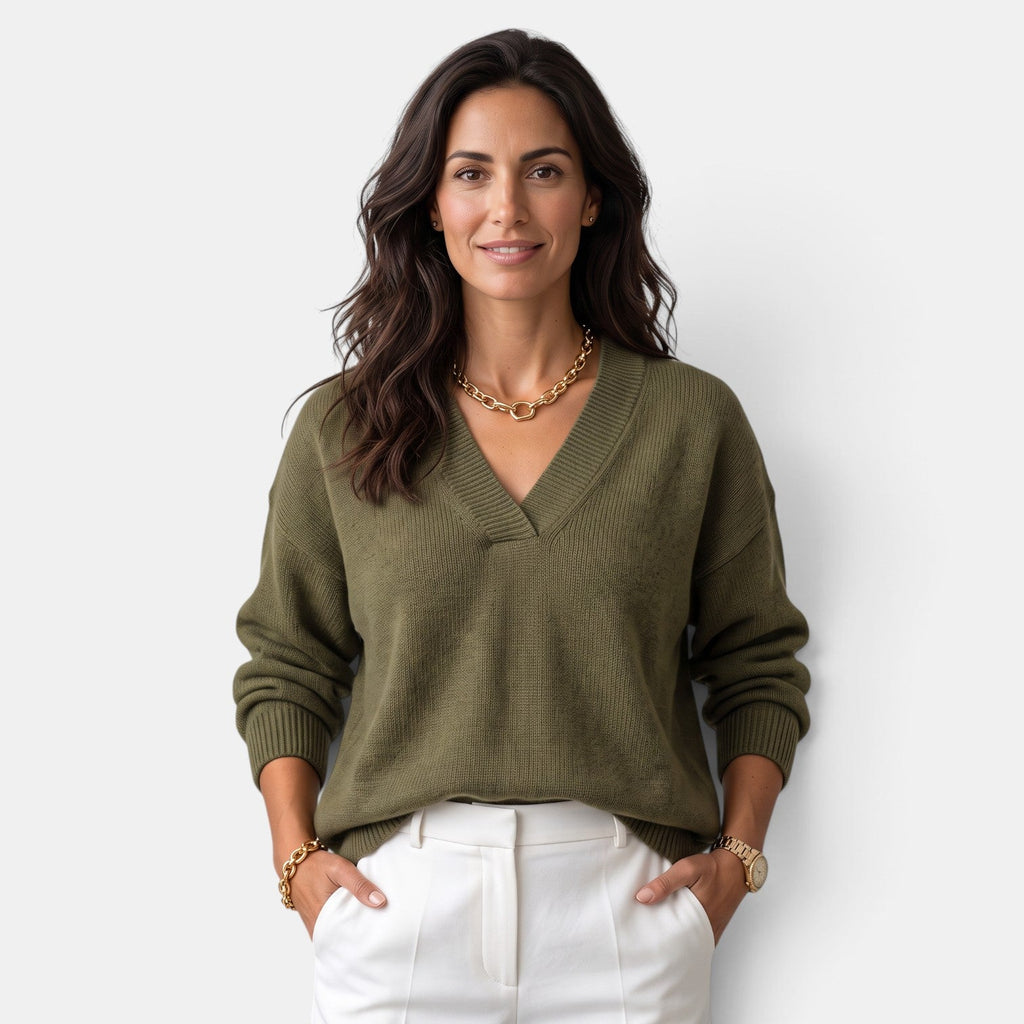 Suéter Mujer Escote V Elegante