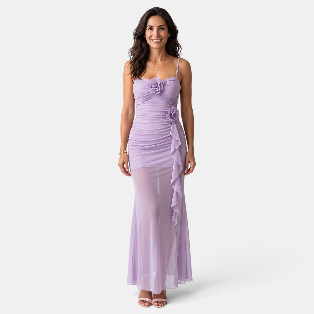 Vestido Largo Mujer Tirantes con Malla
